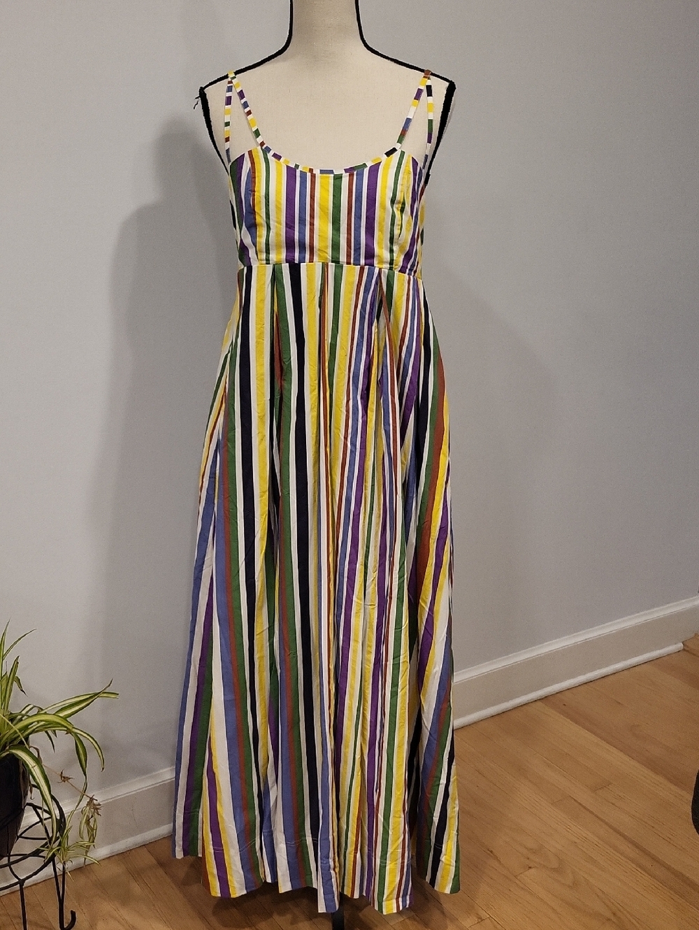 Anthropologie Striped Multi-Color Maxi Dress - Yellow, Green, Purple